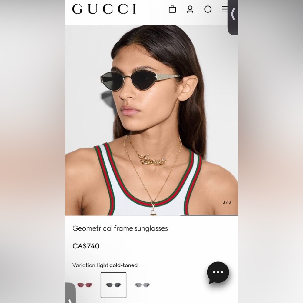 Gucci Black and Gold Geometric Sunglassesg